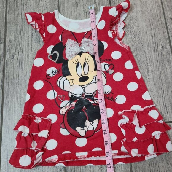 Disney Minnie Mouse short sleeve top red and white polka dot size 3T - Picture 7 of 7